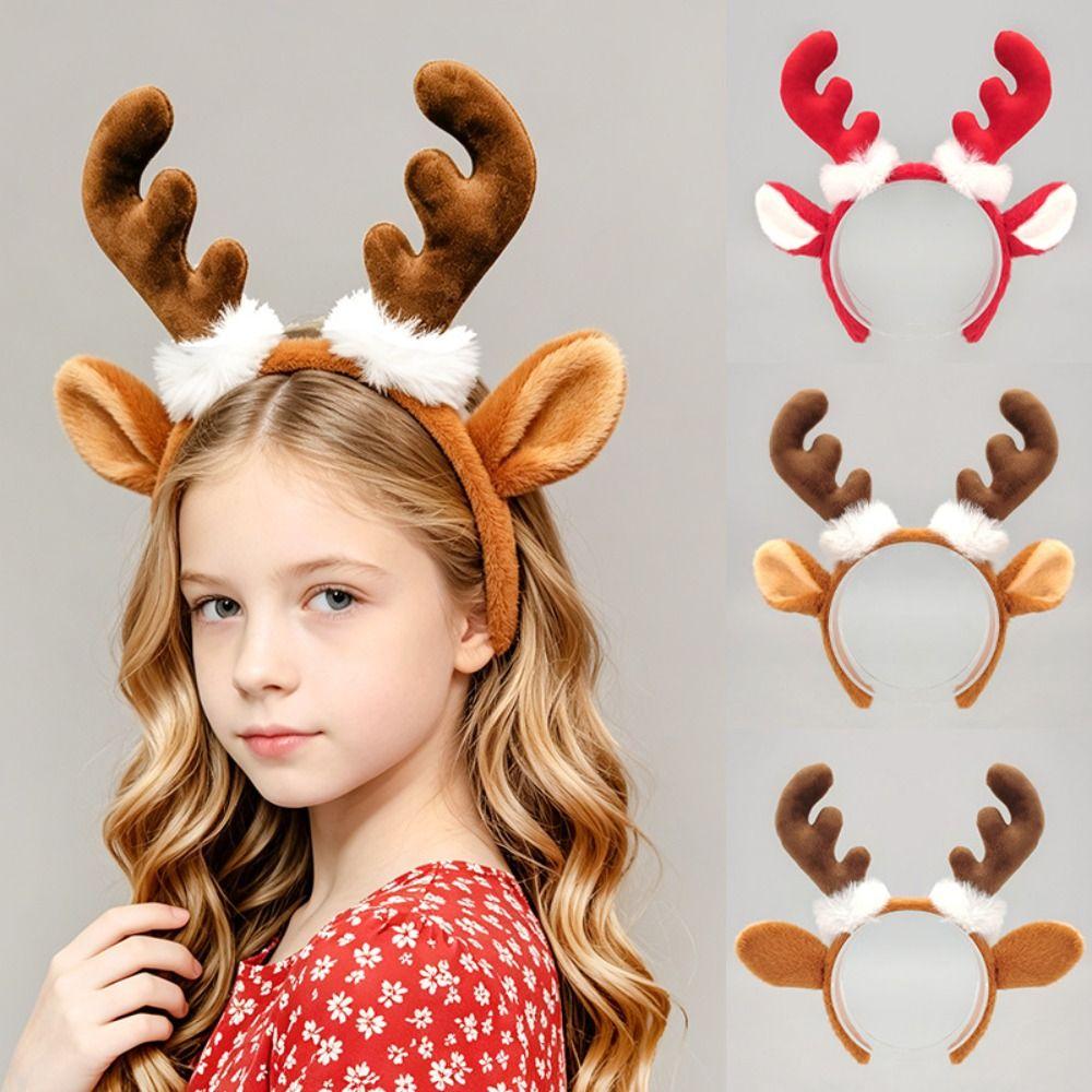 Plush Reindeer Hair Hoop Cute Deer Ear Hairpiece Fashion Animal Cosplay Headwear Cosplay
