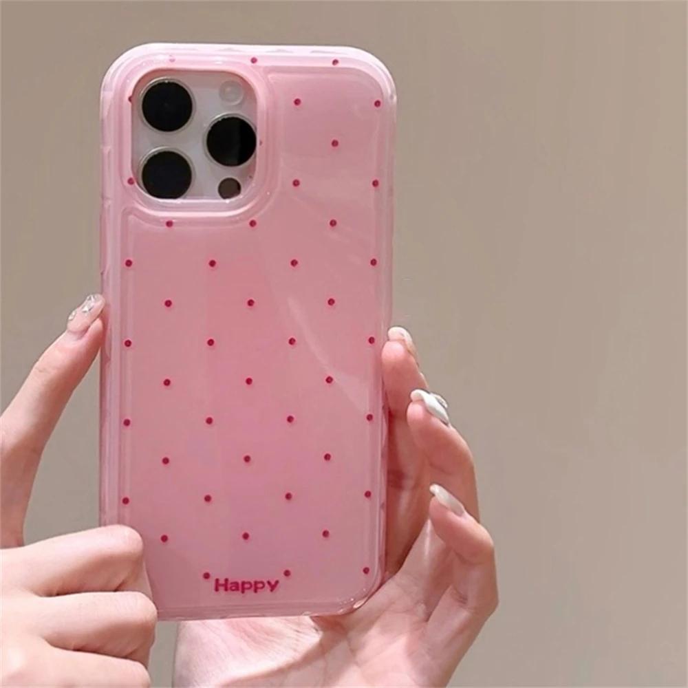 Корейский Милый Чехол для Телефона в Горошек Цвета Макарон для iPhone 17 Air 16 15 14 13 12 Pro Max Модный Эстетичный Противоударный Мягкий Чехол