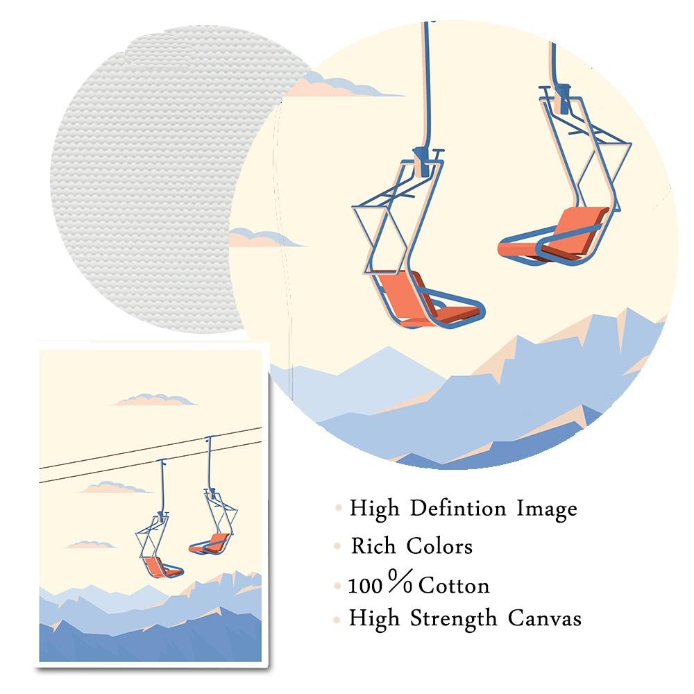 Винтажный плакат для лыжного подъемника, Настенный декор для катания на лыжах, зимний горный пейзаж, холст, картина, принт, снежная панорама, изображение для гостиной