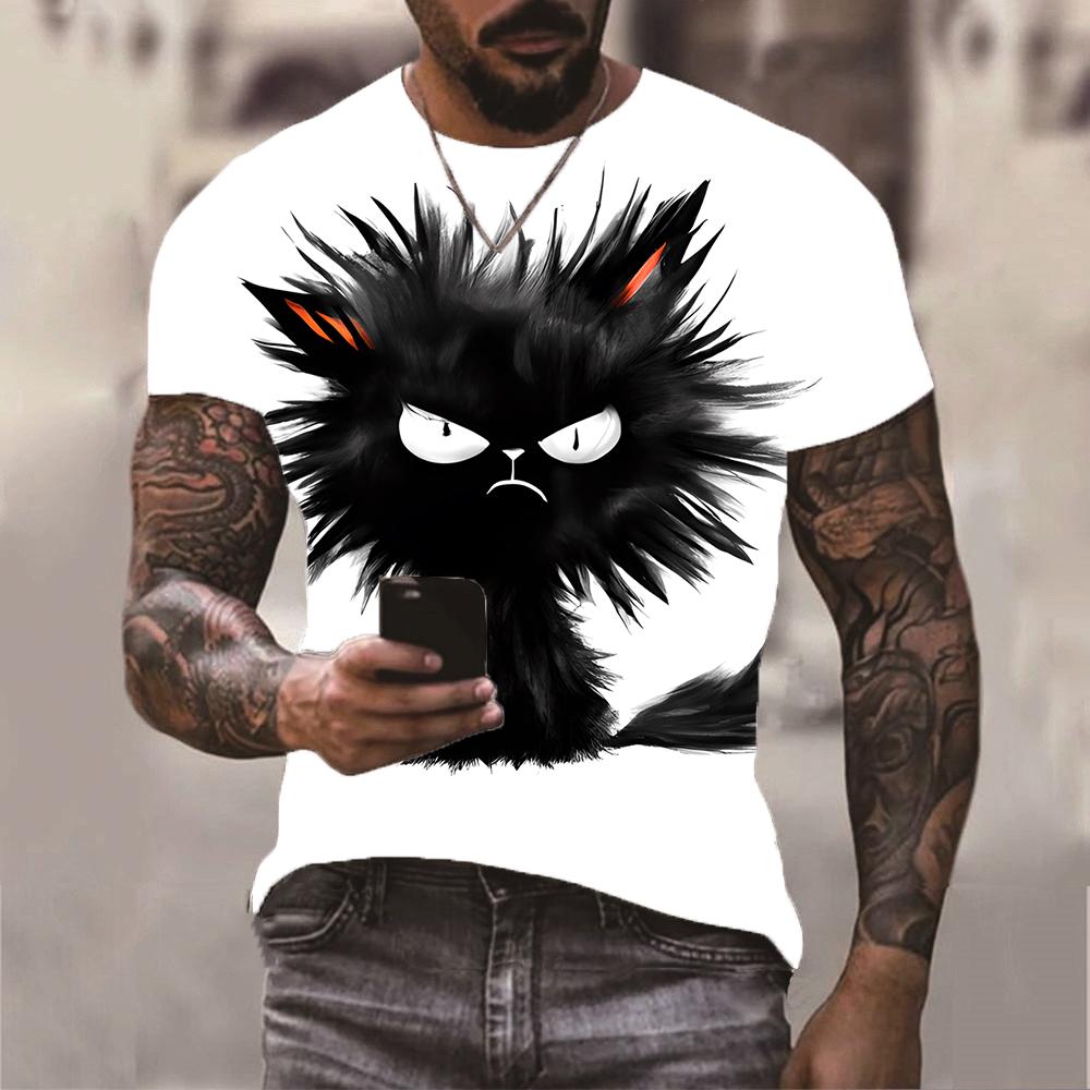 Мужская футболка с ярким пейзажным принтом - Мягкая полиэстеровая футболка с круглым вырезом, слегка тянущаяся, машинная стирка, базовая вещь на все сезоны для улицы