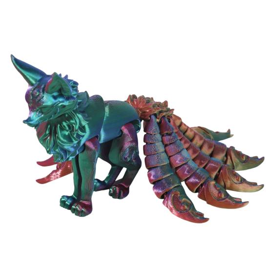 3D-печатная фигурка лисы с девятью хвостами и конечностями, фигурка животного, гибкая игрушка-фиджет для стола для снятия стресса