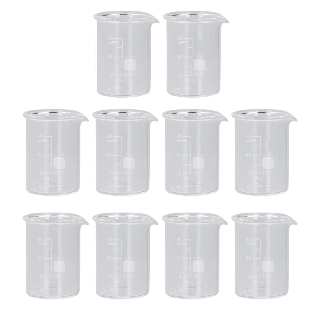 Набор из 10 стеклянных стаканов для экспериментов, мерный стакан с весами, обучающее оборудование, емкость 25 мл