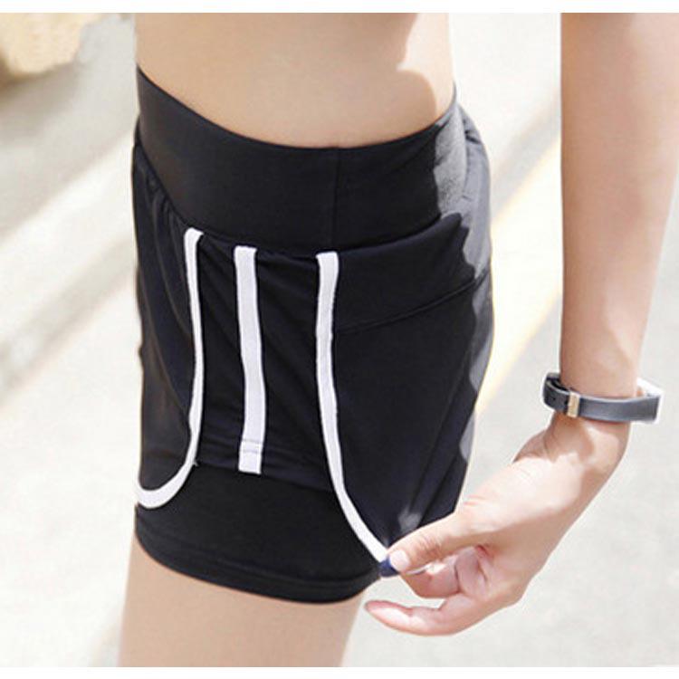 Женские облегающие быстросохнущие шорты для йоги — имитация двухкомпонентного дизайна для бега и фитнеса