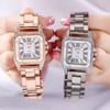 Fashion Square Watches Women Crystal Gold Watches Luxury Stainless Steel Quartz Wristwatches Clock