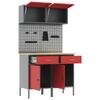Workbench Cabinet Set with Drawers and Shelf 6 pcs Red