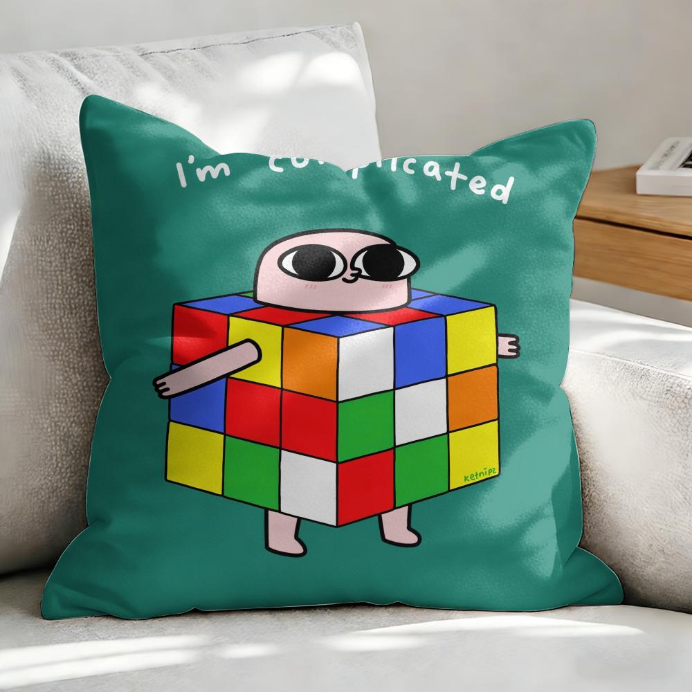 KKetnipz Cute Funny Cushion Cover Soft Plush Fabric DoubleSided Printed Sofa Cushion Cover for All Seasons Home Decor