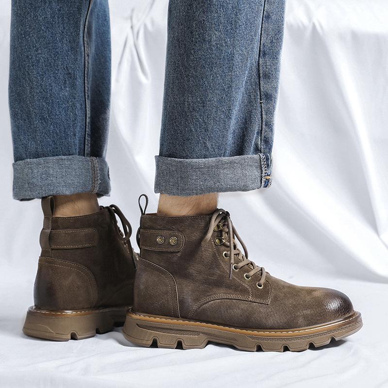 2025 Ботинки Мартин мужские из свиной кожи британские кожаные ботинки с круглым носком корейская версия рабочие ботинки для улицы и отдыха зимние ботинки 8134-R