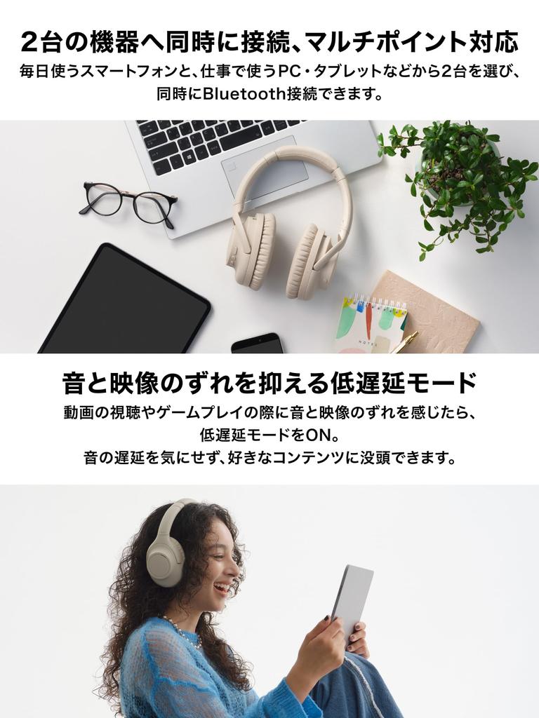 Wireless Headphones Noise Canceling Bluetooth Sealed Type To Approximately 90 Hours of Fast AAC External Sound Low Delay Black Audio-Technica