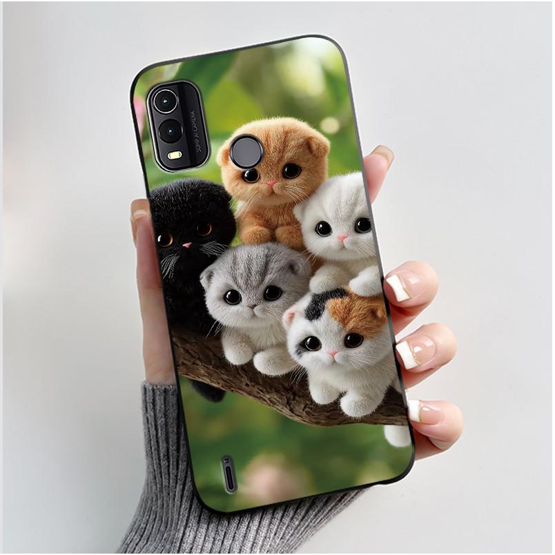 Black Case For Nokia G11 Plus Unique Design Black Cat Holding A Basket Pattern Shell Jelly Color Anti-scratch Soft Casing