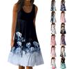 Women's Vest Dresses Summer Spring Pleated Bohemian Dresses Cute Sleeveless Flowing Beach Straight T-Shirt Tank Dresses Round Neck Dresses