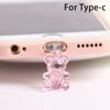 Acrylic Bear Dust Plug Cute Dust Protection Stopper New Mobile Phone Dust Plug for Phone/Type C