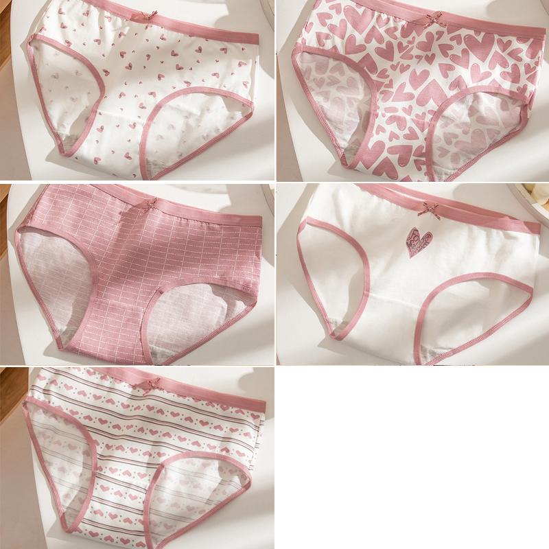 5Pcs Women‘s Panties Cotton Breathable Underwear Seamless Cute Bow Girls Briefs Female Lingerie