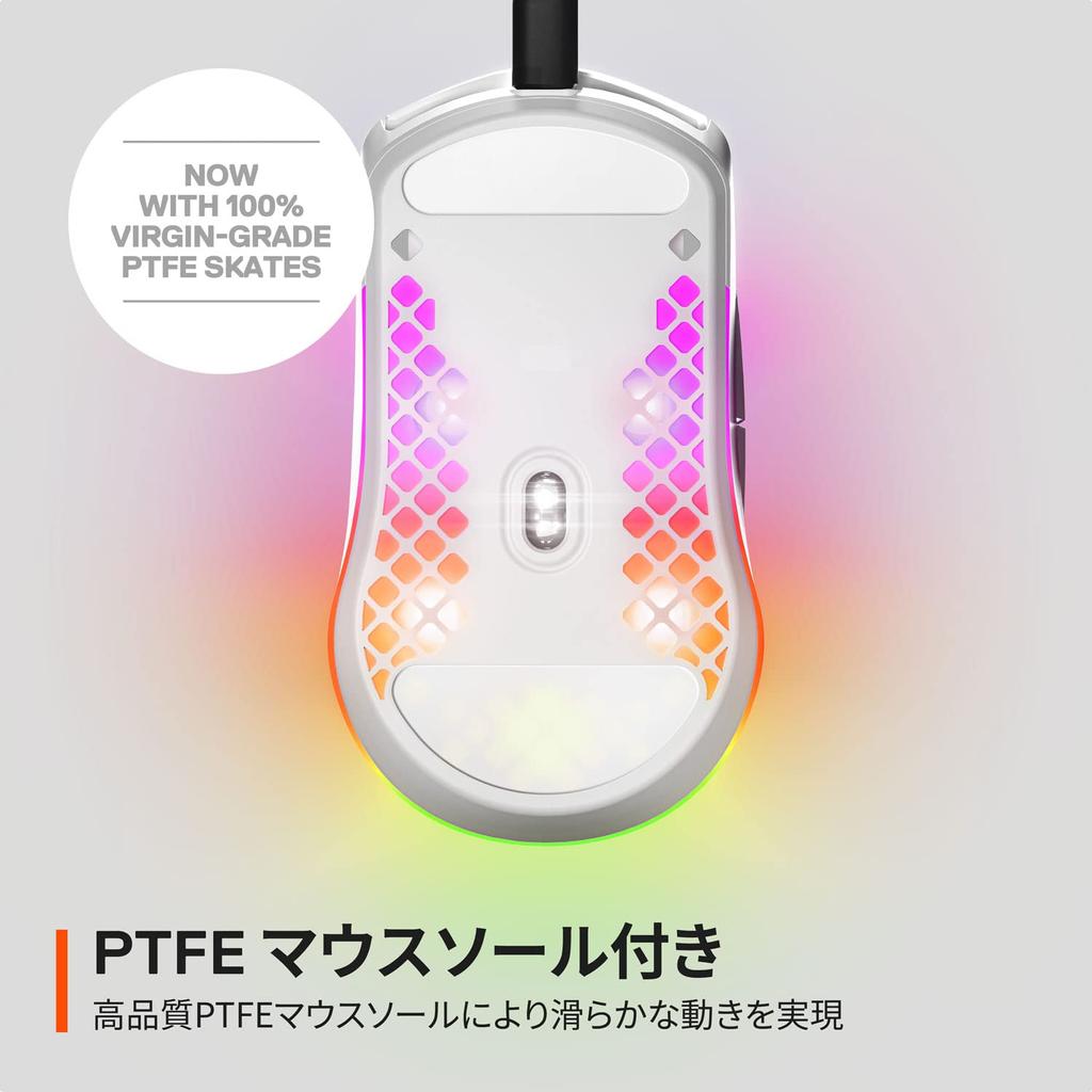 Игровая мышь SteelSeries проводная Aerox 3 Snow Сверхлегкая Стандарт IP54 Водонепроницаемая Пыленепроницаемая Сенсор TrueMove Core Включает кабель Super Mesh USB-C