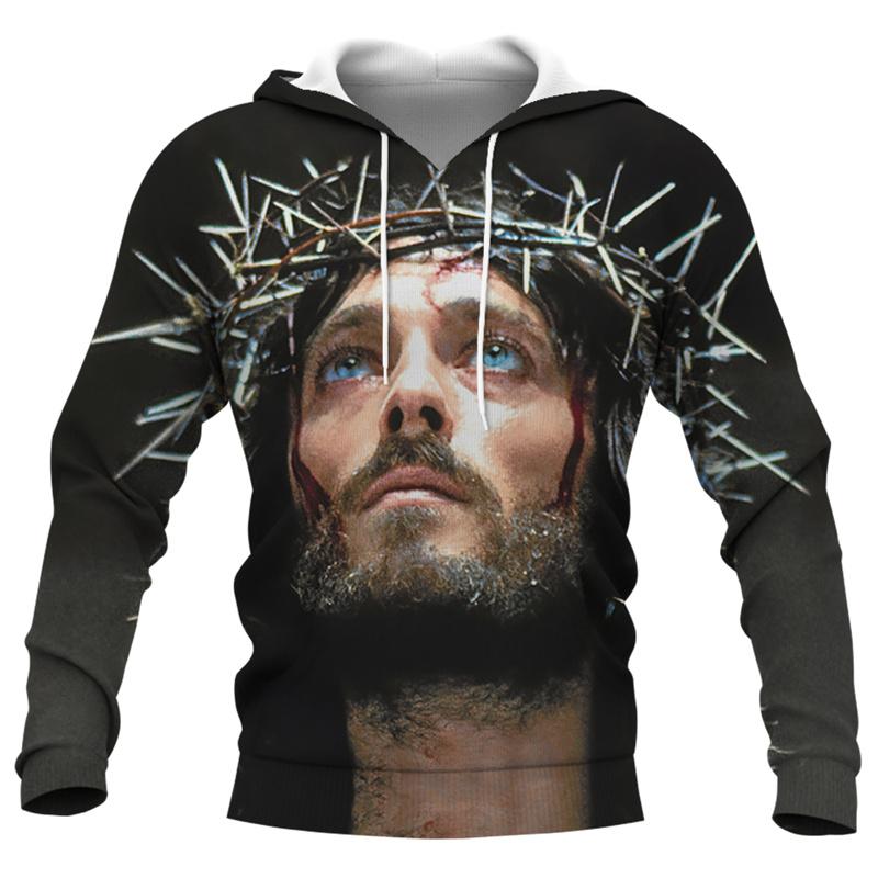 Unisex Jesus Amen Christmas Hoodie God Bless You 3D Print Y2K Harajuku Pullover