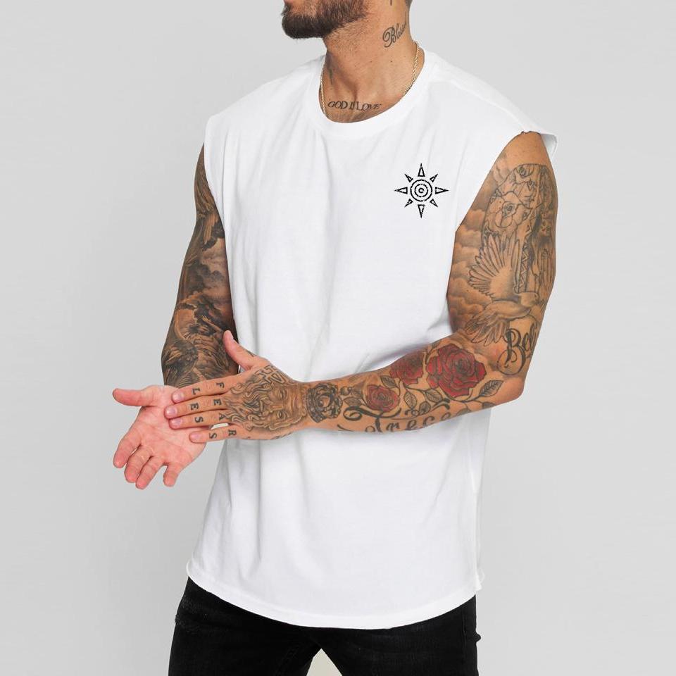 Men's Summer Sport Sleeveless T-Shirt Vest Casual Cotton Printed Gym Vest