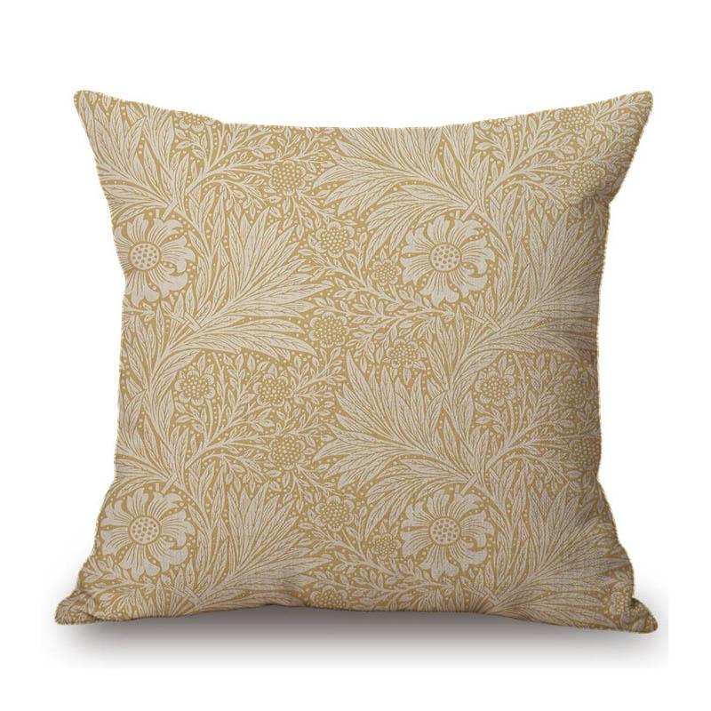 William Morris Classic Flower Pattern Apply Bay Leaf Marigold Design Cotton Linen Decorative Sofa Pillow Case Car Cushion Cover