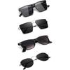 Sheomy Unisex Combo Offer Pack of 4 Shades Glasses Pathan Sunglasses Rectangle Retro Vintage Narrow Women::Men, MKN-469