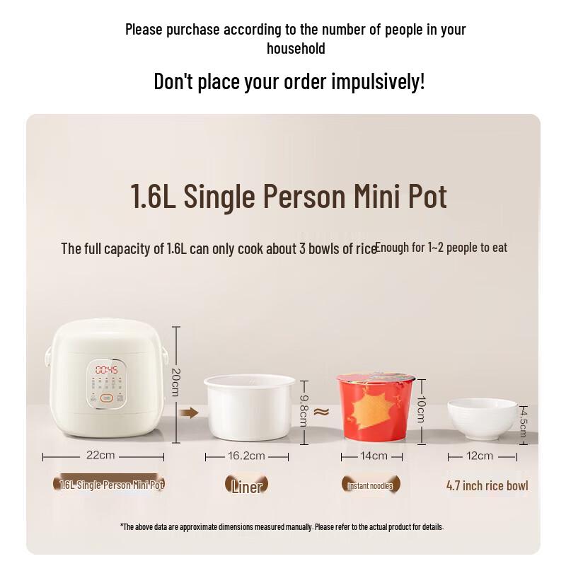 SUPOR 1.6L Mini Electric Rice Cooker CN plug (adapter included)