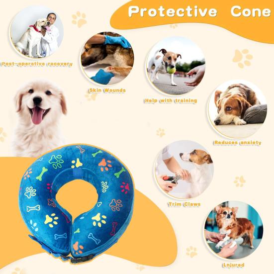 Надувной ошейник для домашних животных, регулируемый ошейник для собак после операции, восстановление, ошейник-пончик, против укусов, против вылизывания, мягкий конус для домашних животных, для швов, ран, сыпи