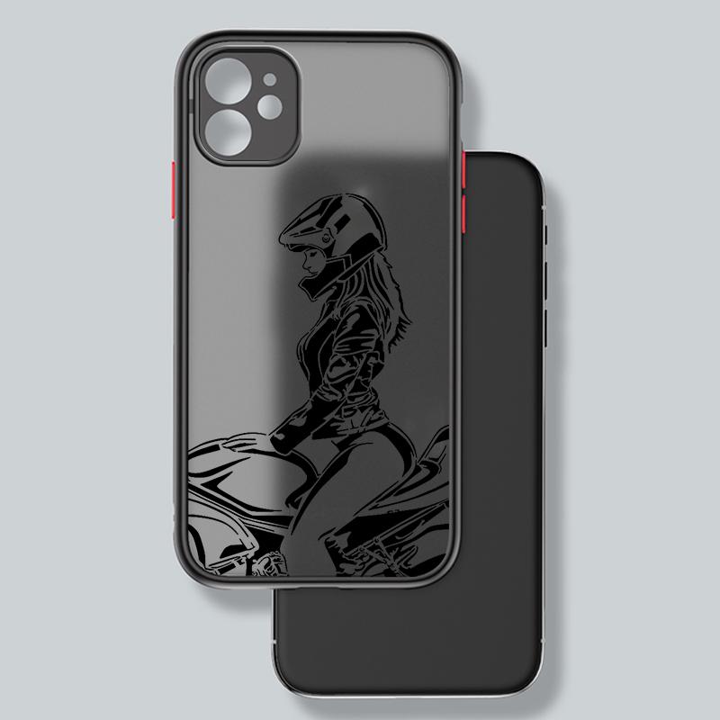 Motorcycle Junior Cool Girl Frosted Translucent For Apple iPhone 16 15 14 13 12 11 XS XR X Pro Max Plus Mini TPU Phone Case