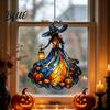 Стеклянные украшения на Хэллоуин Ведьма Акриловый Ловец Солнца Эффект Окно Автомобиль Подвесное Украшение Готическая Страшная Декоративная Цепь с Тыквой
