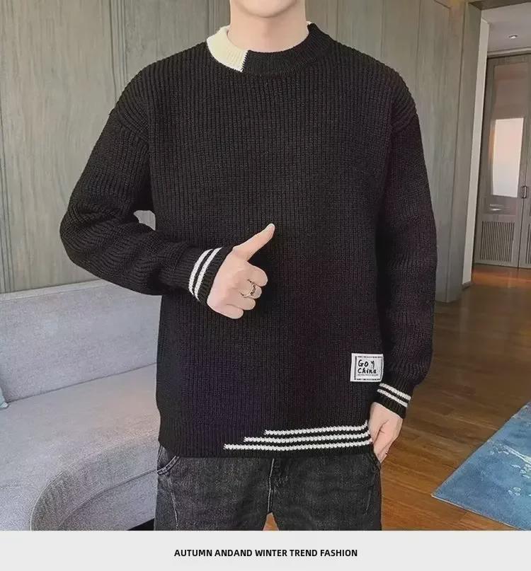 Men's Trendy Half-High Collar Sweater - Warm, Thick, Loose Fit for Autumn/Winter