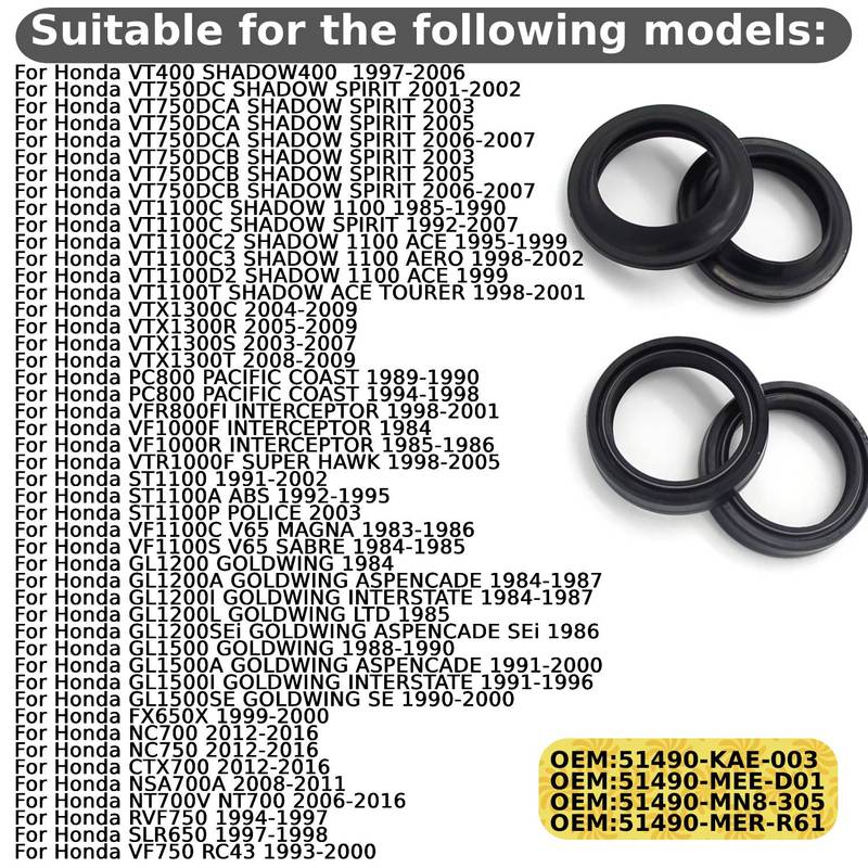 Motorcycle Damper Oil Seal Dust Seals For Honda 51490-MN8-305 51490-MER-R61 RVF400 CB250 CB400SF CB400 CB600F HURRICANE CB500F