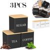 3 шт. Банка для хранения кофейных зерен Металлический контейнер для кофе, чая, сахара Простой стиль Герметичное хранение с бамбуковой крышкой для дома, кухни
