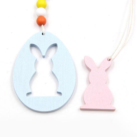 6 шт пасхальных украшений в форме кролика, деревянные подвесные украшения в форме яйца, вырезанный кролик