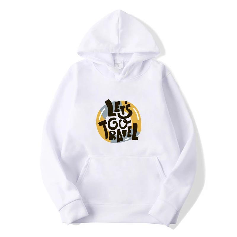 Let's Go Travel Print Hoody Sweatshirt Men's Autumn Long Sleeve Sweatshirts Women Harajuku Streetwear Pullovers Sudaderas