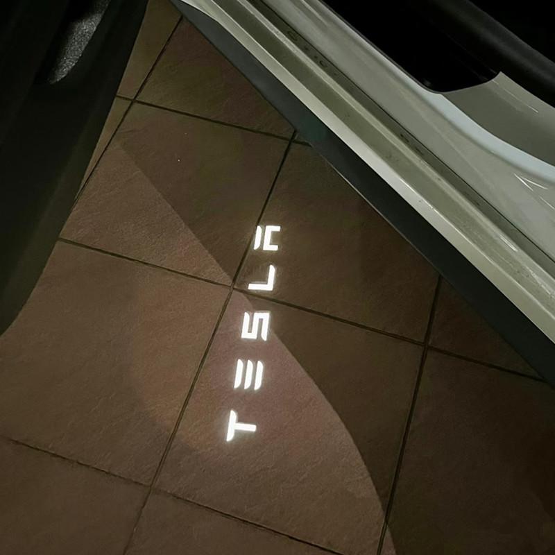Car Door Welcome Light Led Projector Lamp For Tesla Model 3 Y Model X S Courtesy Lamps