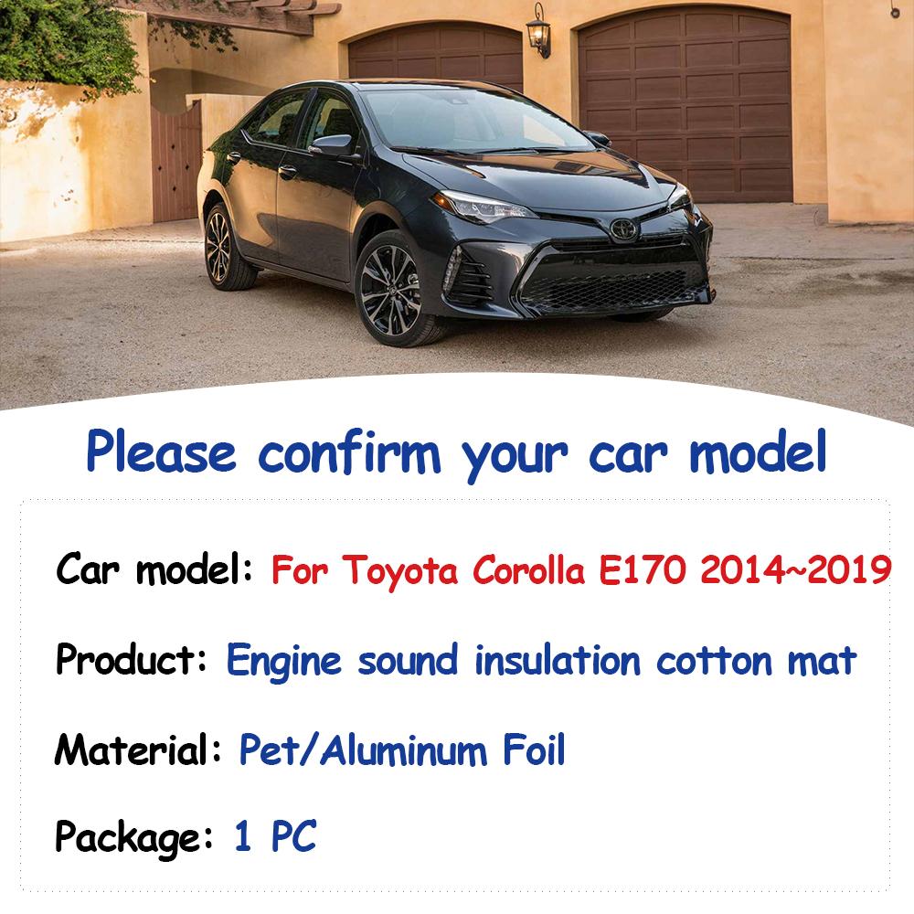 Для Toyota Corolla E170 E180 11-го поколения 2014~2019 автомобильный передний двигатель звукоизоляционный коврик капот теплоизоляция хлопковые коврики аксессуары для интерьера