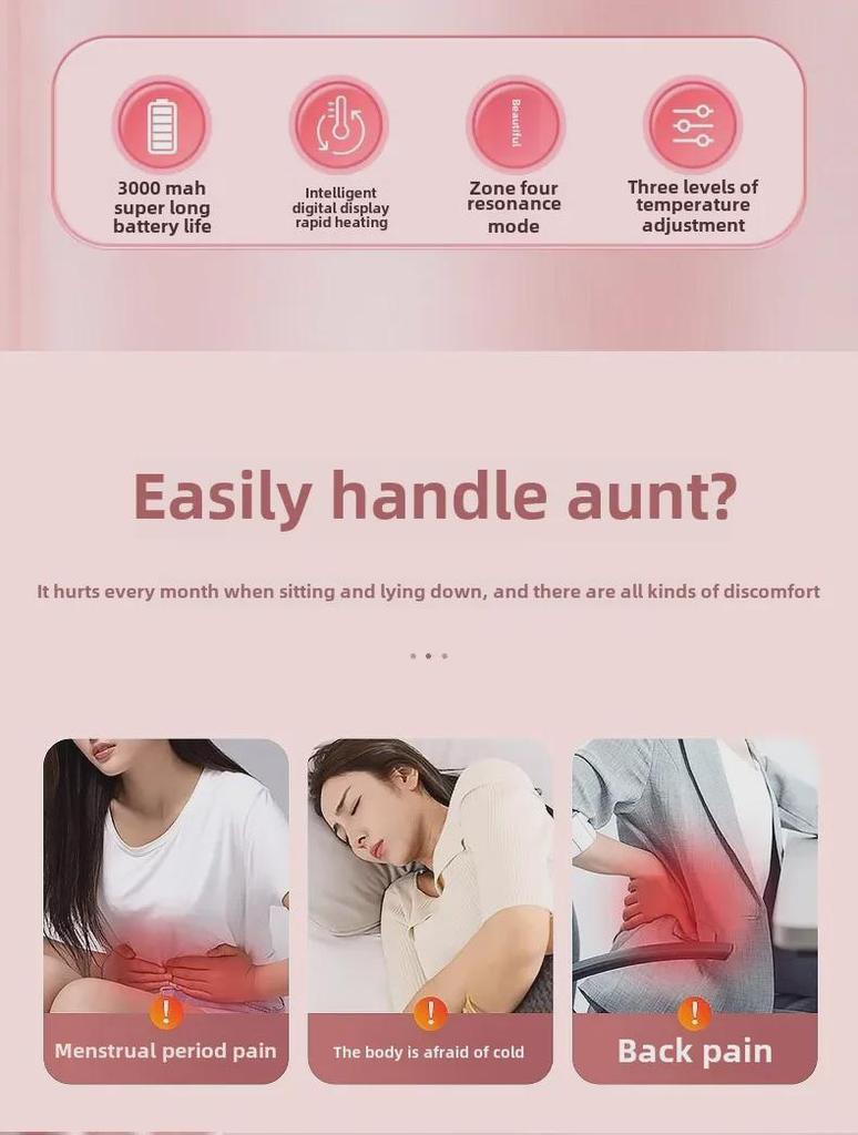 Ультратонкий перезаряжаемый пояс для менструального согревания с вибрационным массажем
