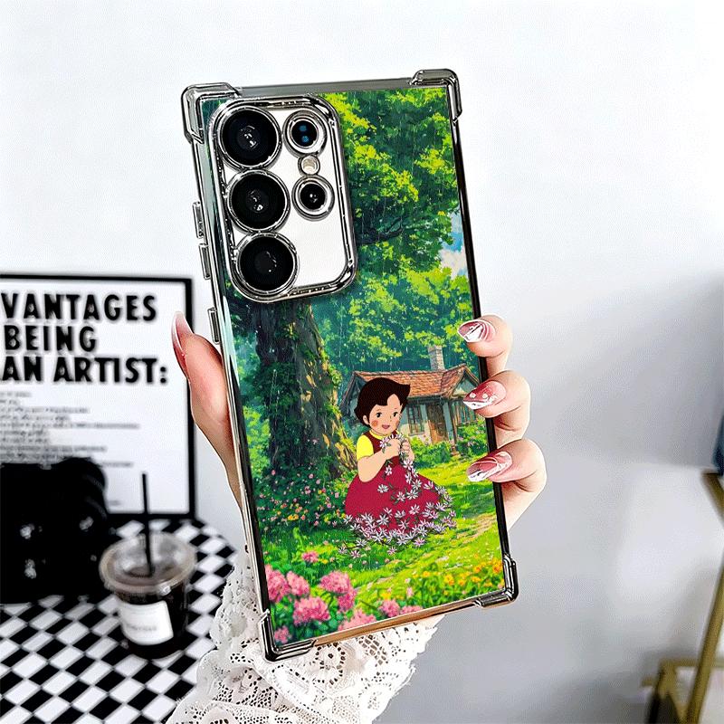 Heidi Cartoon Cute Plating Phone Case For Samsung Galaxy S24 S25 FE S26 Edge S23 Ultra S22 S21 Plus S20 Anti-Fall Airabag Cover