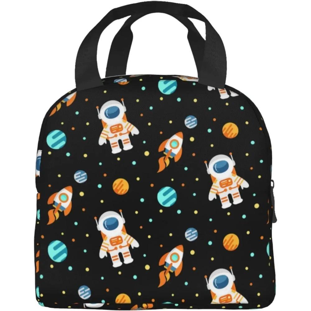 Сумка для обеда «Космический астронавт» для детей, мальчиков и девочек, черная планета, вселенная, изолированный ланч-бокс-холодильник для школы, работы, пикника, пляжа
