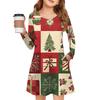 Christmas Day Girls' Long Sleeve Dress - Color Pocket Dress
