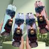 1PC Vintage Steam Train Locomotive Print 750ml Color Plastic Sports Water Bottle Leakproof Flip Straw Lid Suitable for Sports Office Home Use