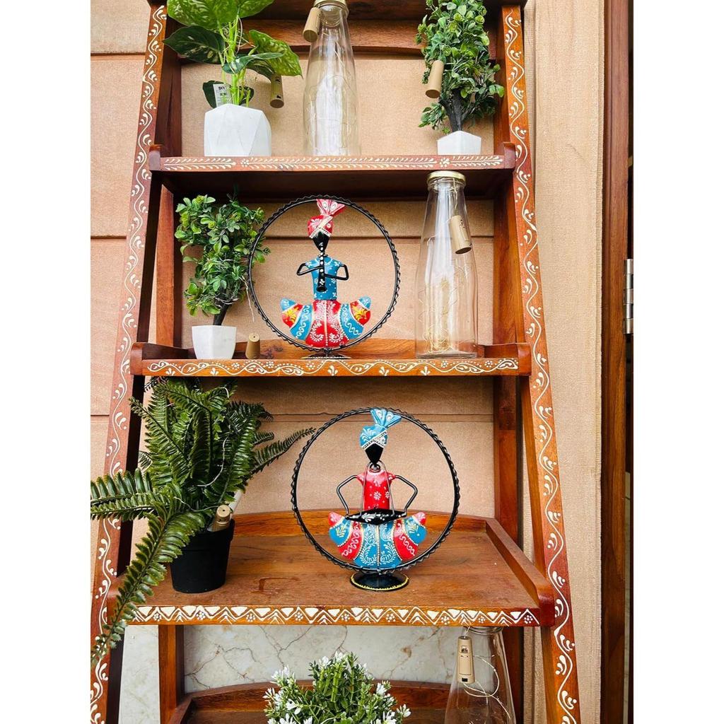 Set of 2 Metal Rajasthani Musician Showpiece, Table Decorative Items for Home, Tv Unit Showpiece, Home Decoration Items (Each Size 9x10 Inch)