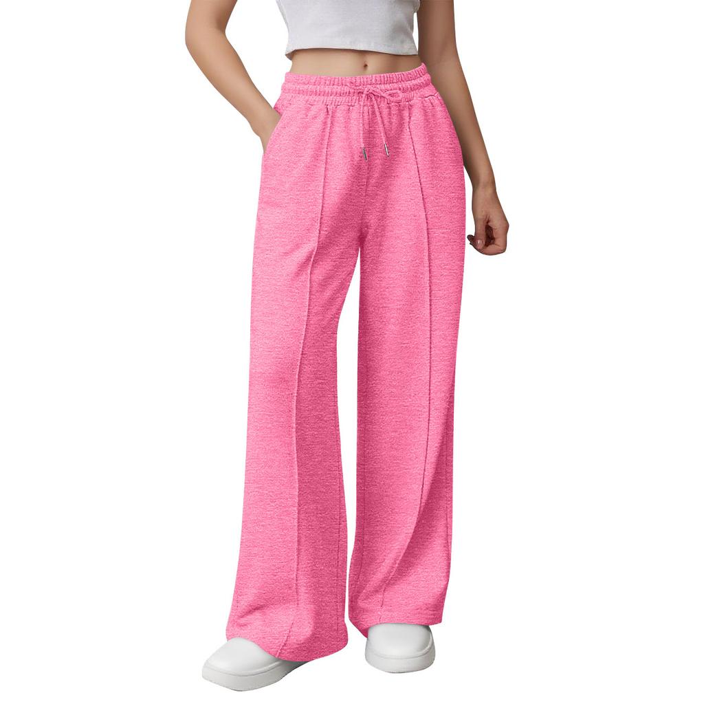 Женские спортивные брюки широкие штанины с высокой талией свободные на кулиске спортивные джоггеры