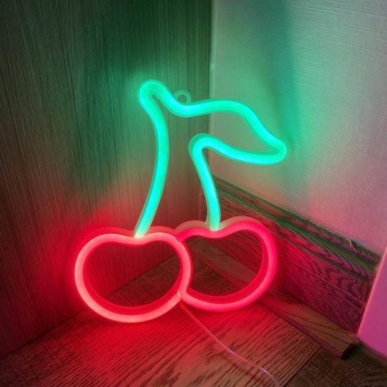 Окружающий свет, не ослепляющий, фотоукрашение, портативные долговечные неоновые светодиодные вывески вишневого цвета, принадлежности для вечеринок