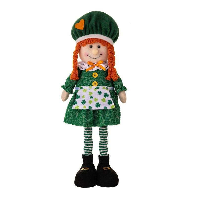 StPatrick‘s Day Green Irish Gnome Handmade Retractable Plushes Figurine For Spring Elf Doll Home Holiday Decoration