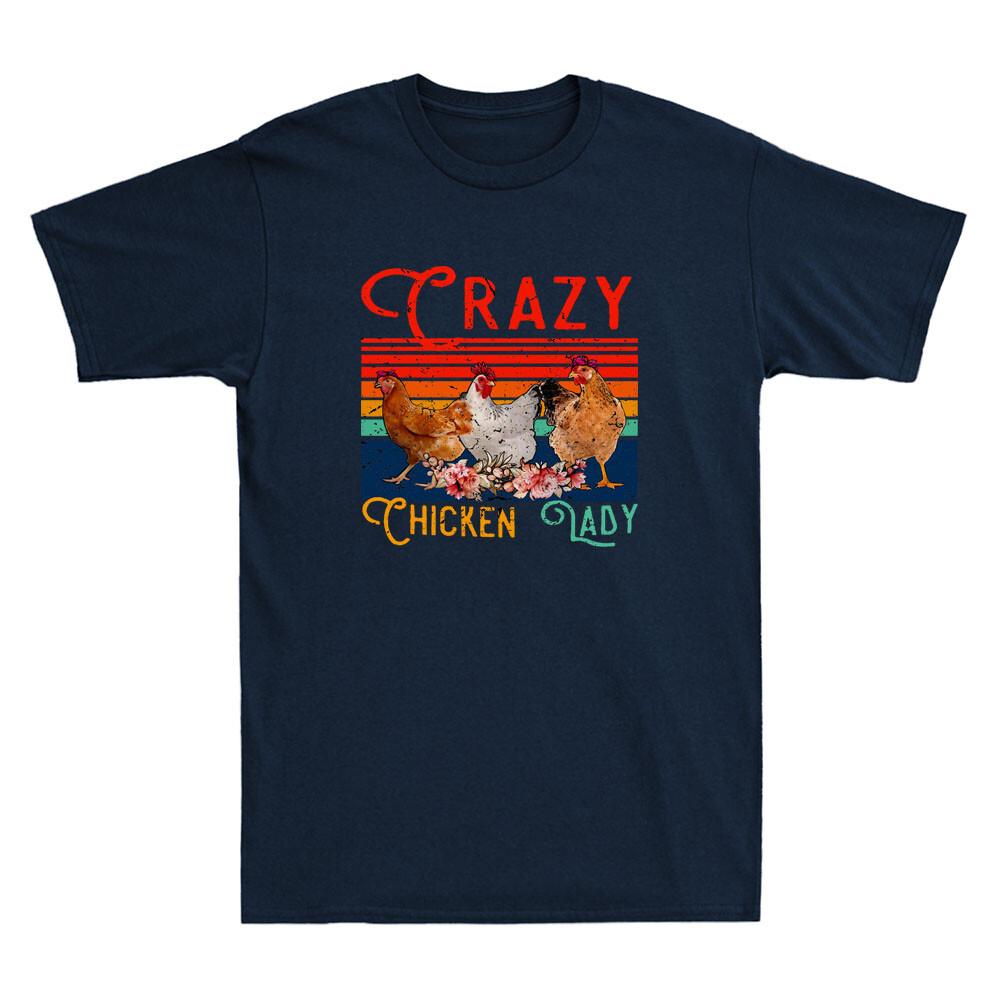 Crazy Chicken Lady Funny Chicken Floral Flower Farmer Gift Retro Unisex T-shirt