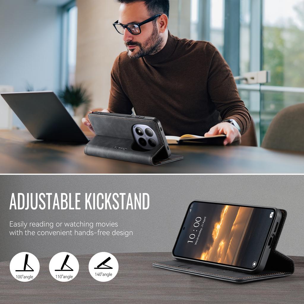 Для Xiaomi Redmi Note 15 Pro 4G (Глобальный) Чехол-кошелек CASEME серии 033 с защитой от RFID, подставка, кожа с текстурой теленка, чехол для телефона