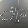 Сердце ожерелье серьги кольцо браслет, комплект T117