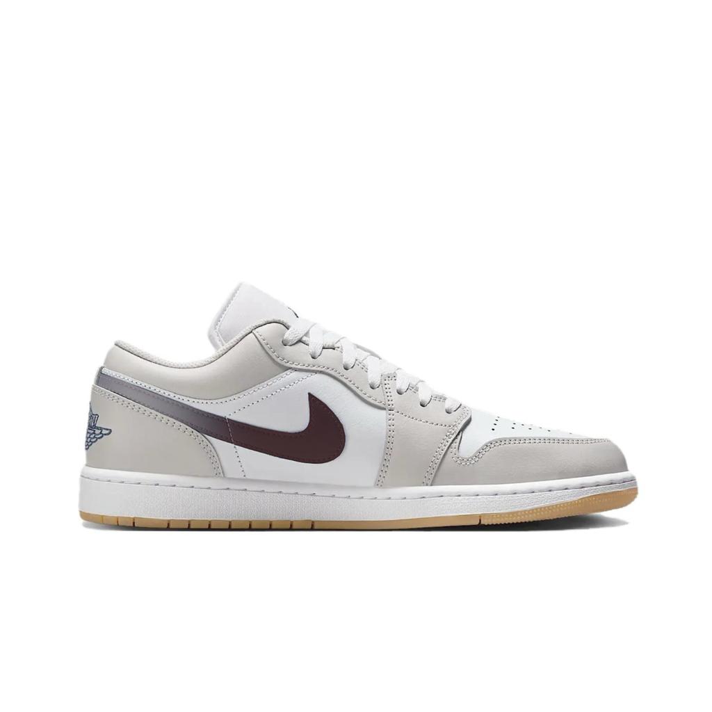 Jordan Air Jordan 1 Slip Resistant Abrasion Resistant Low top Vintage Basketball Shoes Unisex Gray White Brown 553558-146(Team1180-)
