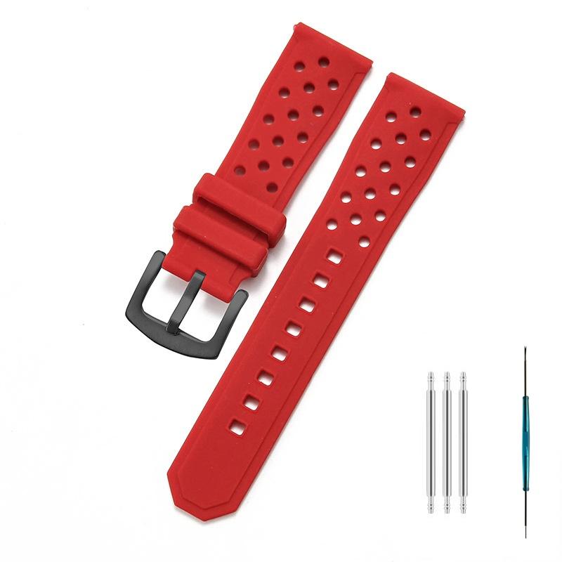 22mm Watch Strap For TAG Heuer F1 Monaco Carrera Formula 1 Watchband Air Vent Hole Wristband Rubber Silicone Bracelet Accessory