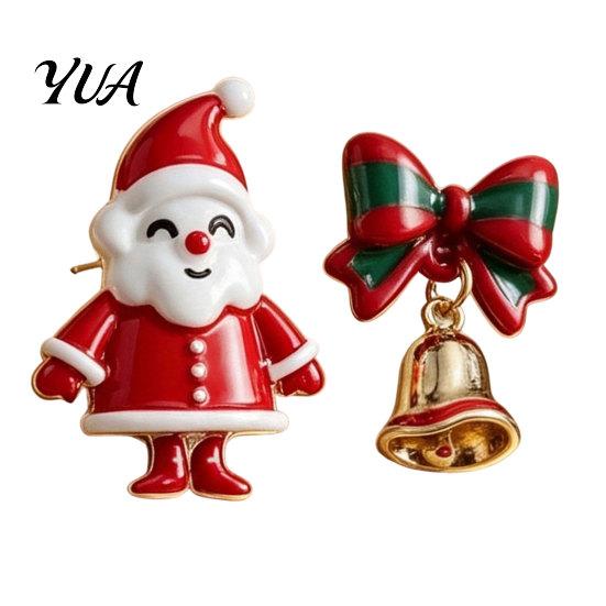 Santa Claus Drop Earrings 1 Pair Christmas for Women, Jingle Bell Bow Unique Party Stud Earrings, Holiday Jewelry Accessories Xmas Party, Stocking