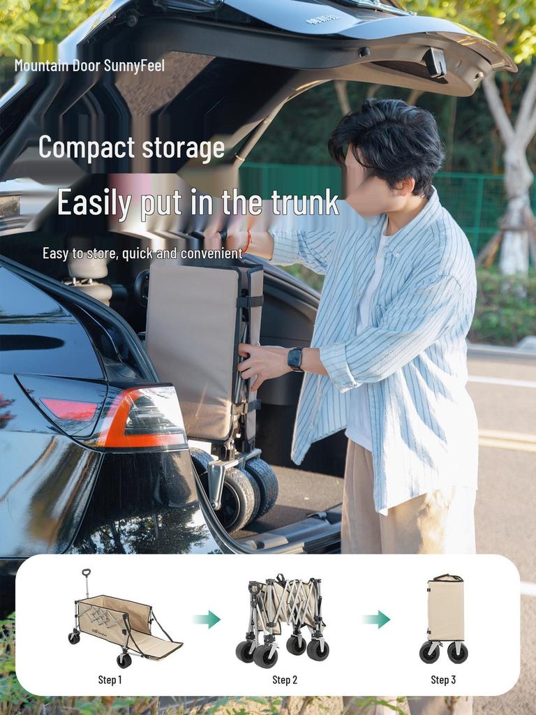 SunnyFeel Shanmen Camper Van Folding Cart - Portable, Large Capacity, Rear Opening for Outdoor Camping.