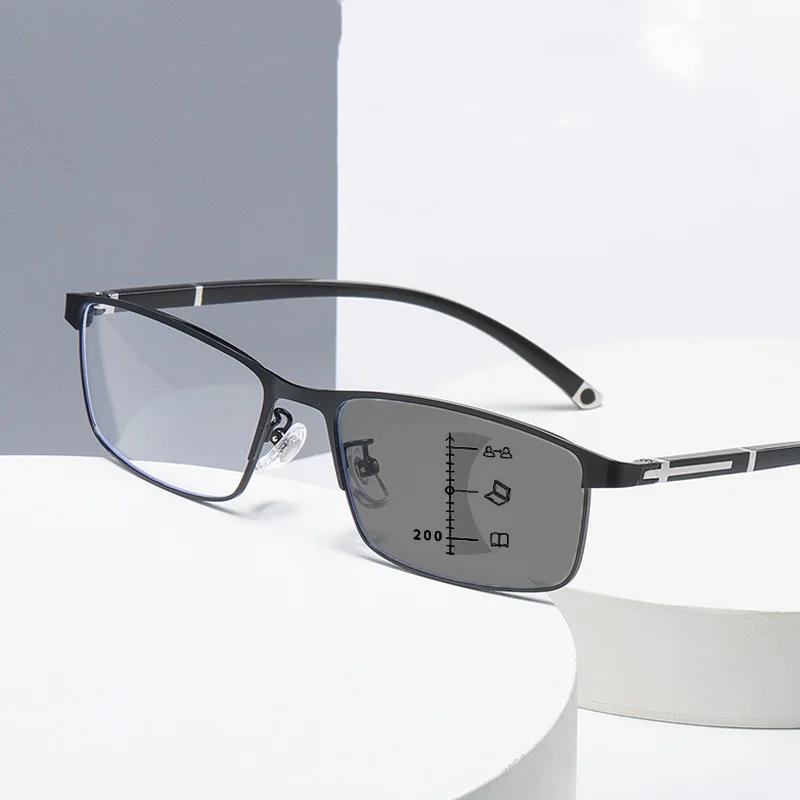 Трендовые анти-УФ фотохромные очки для чтения мужские женские винтажные мультифокальные очки унисекс модные меняющие цвет пресбиопия