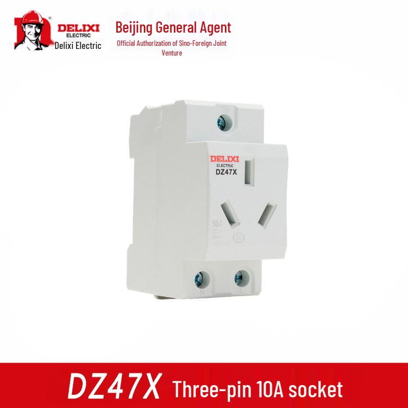 Модульная розетка Delixi Electric серии DZ47X, 10A, трехполюсная, для DIN-рейки, в корпусе